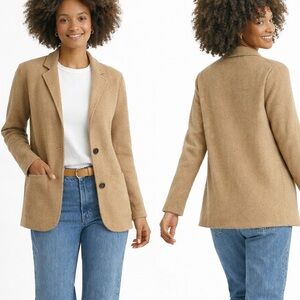 J.Crew Sophie Sweater-Blazer Heather Khaki Camel 100% Cotton Size L